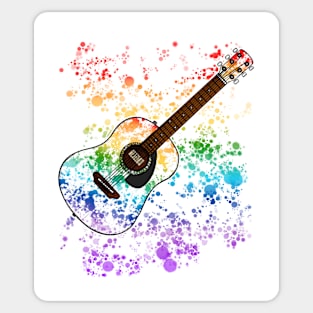 Acoustic Guitar Rainbow Colours Guitarist Musician Sticker